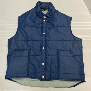 Insulated Mens Navy Snap Front Vest - Freshly Laundered- size L